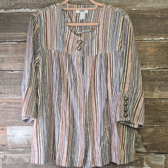 dressbarn Tops - DressBarn Striped Button-Detail Blouse/Jacket, Plus Size 3X